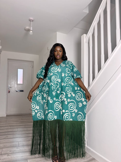 Achalugo Adire fringe Dress